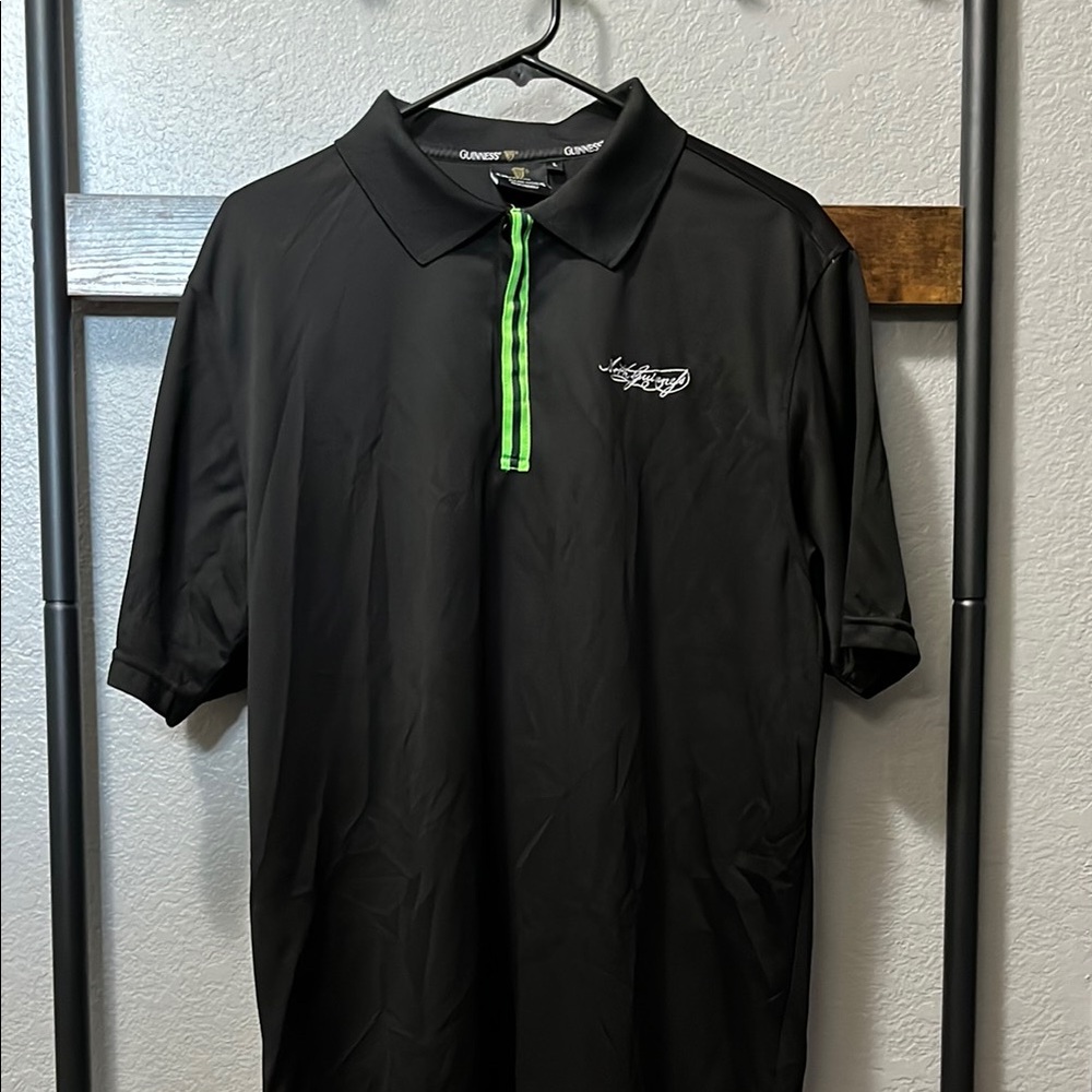 Guinness Beer brand Black and Green Polo Shirt